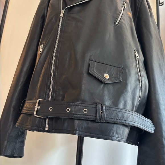 Black Leather Jacket with Silver Zippers - Picture 13 of 16